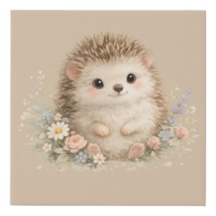 Adorable Hedgehog European Garden Faux Canvas Print