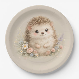 Adorable Hedgehog European Garden Paper Plates