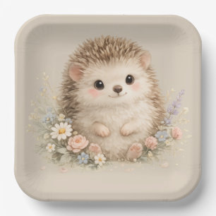Adorable Hedgehog European Garden Paper Plates