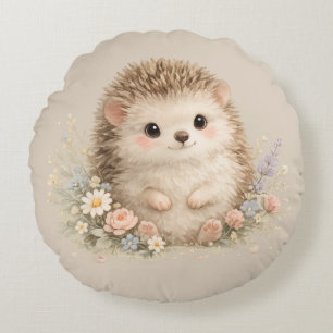 Adorable Hedgehog European Garden Round Pillow