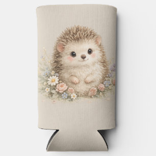 Adorable Hedgehog European Garden  Seltzer Can Cooler