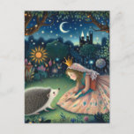 Adorable Hedgehog Fairy Tale Princess Postcard