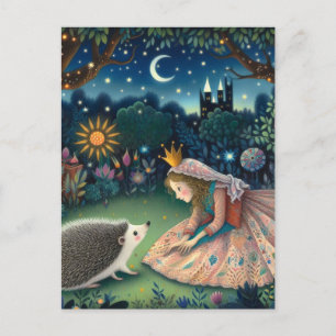 Adorable Hedgehog Fairy Tale Princess Postcard