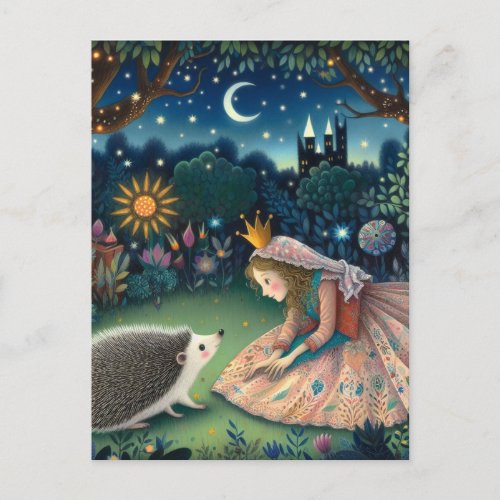 Adorable Hedgehog Fairy Tale Princess Postcard