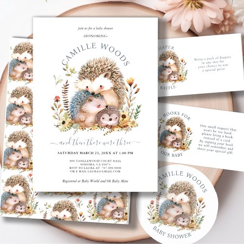 Adorable Hedgehog Family Baby Shower  Invitation