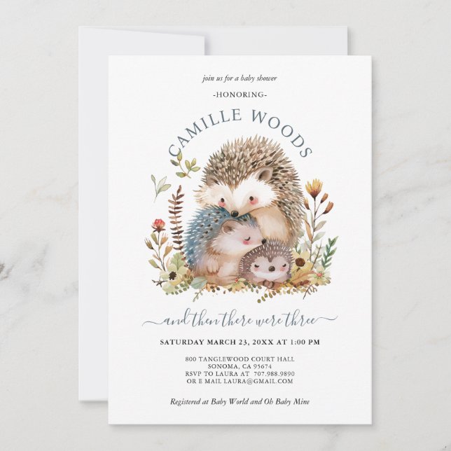 Adorable Hedgehog Family Baby Shower  Invitation (Front)