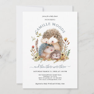 Adorable Hedgehog Family Baby Shower Invitation