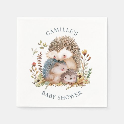 Adorable Hedgehog Family Baby Shower  Napkins