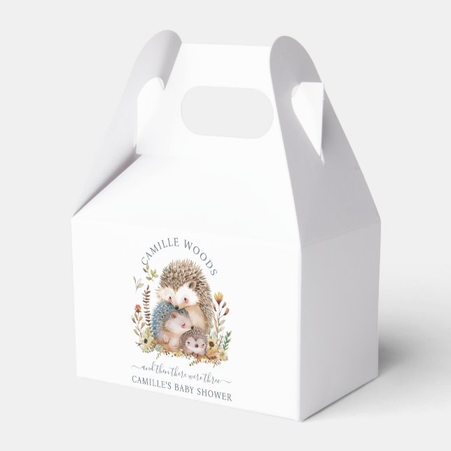 Adorable Hedgehog Family Baby Shower Welcome Favor Boxes (Front Side)