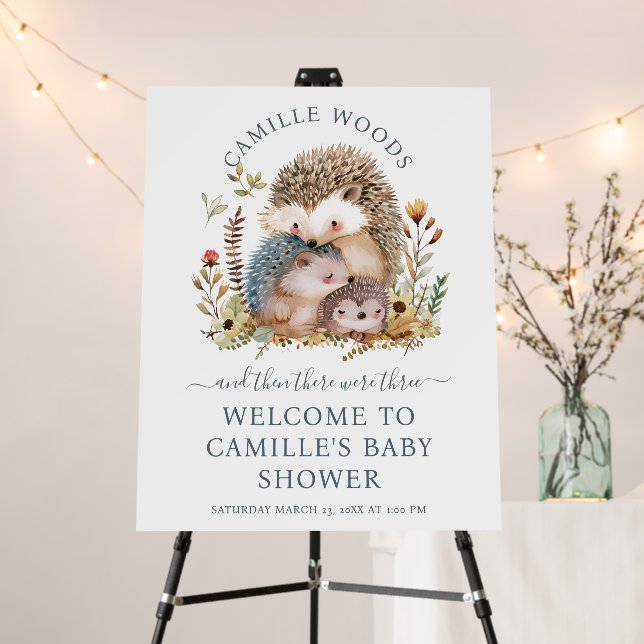 Adorable Hedgehog Family Baby Shower Welcome Foam Board (In Situ (Stand))