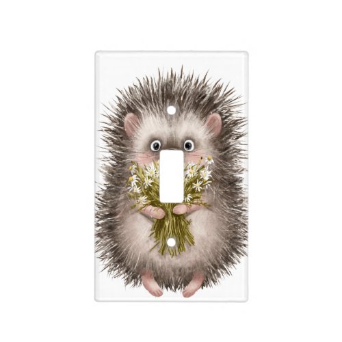 Adorable Hedgehog Flowers   Light Switch Cover