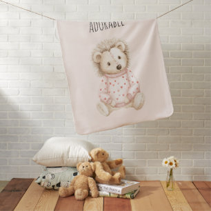 Adorable Hedgehog Heart Animal Baby Blanket