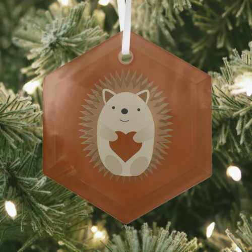 Adorable Hedgehog Heart Glass Ornament