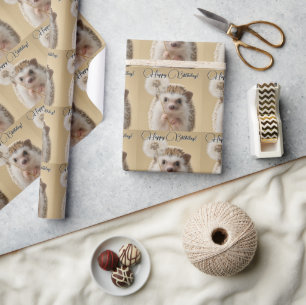 Adorable Hedgehog Holding a Dandelion Wrapping Paper