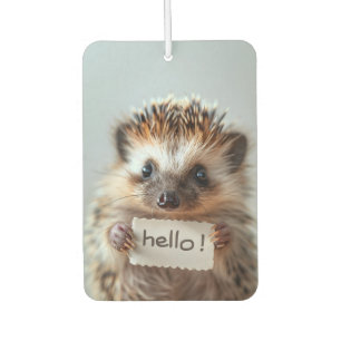 Adorable Hedgehog Holding "Hello!" Sign Air Freshener