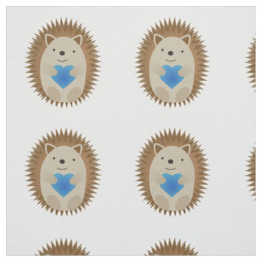 Adorable Hedgehog hugging a Blue Heart Fabric