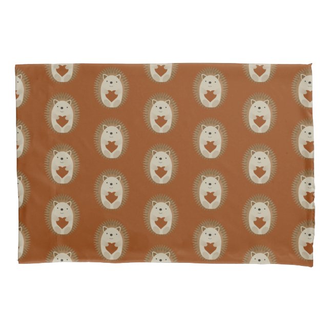 Adorable Hedgehog Hugging a Heart Pillow Case (Front)