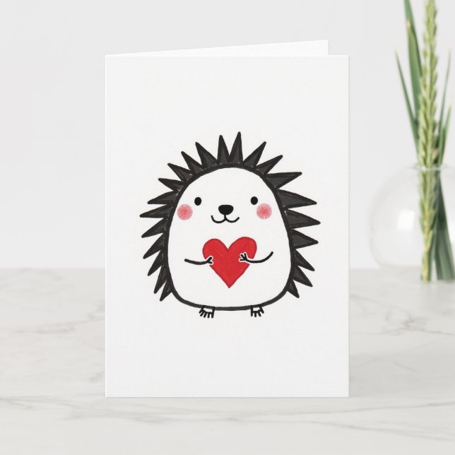 Adorable Hedgehog Love Card (Front)