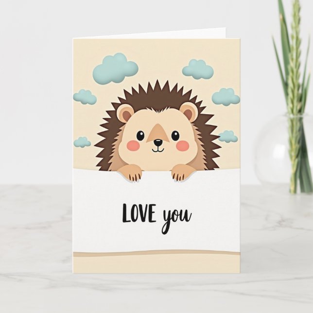 Adorable Hedgehog Loves You Card (Front)