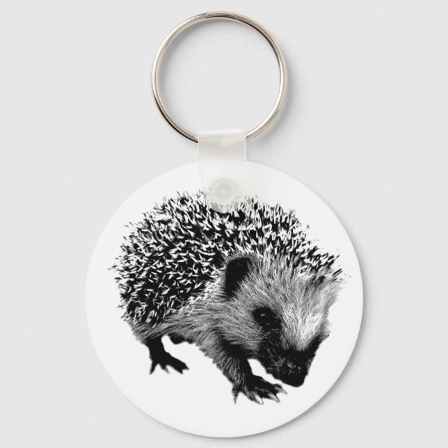 Adorable Hedgehog. Wildlife Digital Engraving Keychain (Front)