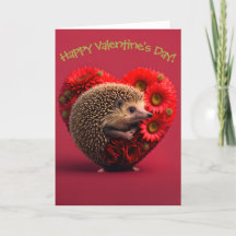 Adorable Hedgehog with Flowers for Valentine's Day