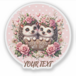 Adorable hedgehogs in love Custom Sticker. Sticker
