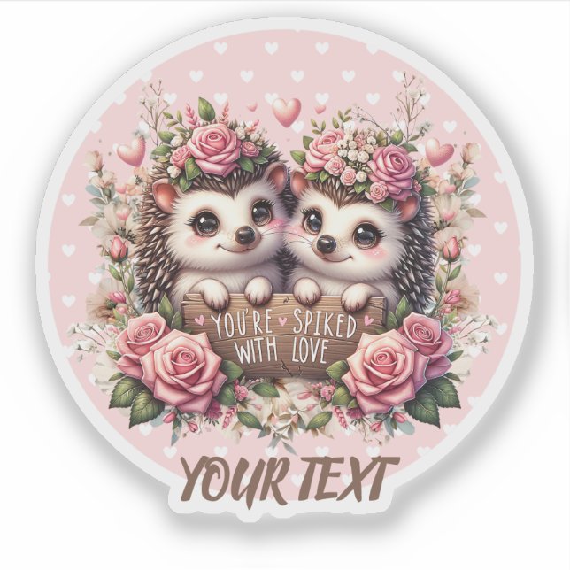 Adorable hedgehogs in love Custom Sticker. Sticker (Front)