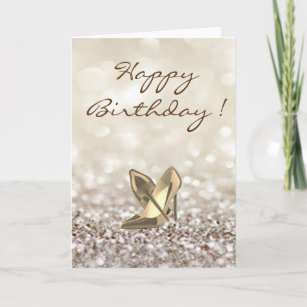 Adorable High Heels on Glittery ,Birthday Card