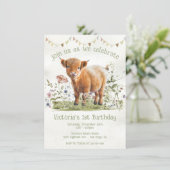 Adorable Highland Cow 1st Birthday Party Invitation | Zazzle