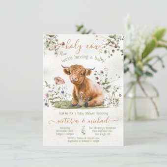 Adorable Highland Cow Baby Shower Invitation 