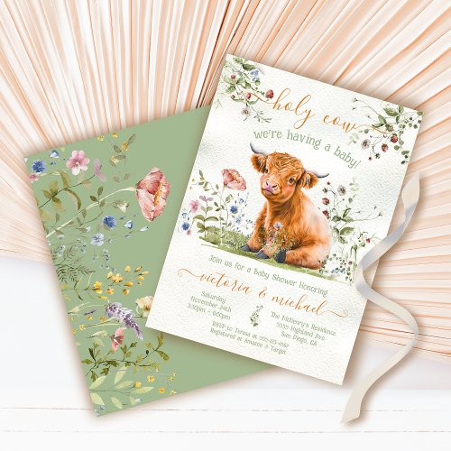 Adorable Highland Cow Baby Shower Invitation