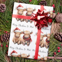 Cow Funny Wrapping Paper I Christmas Gift Wrap Highland Cow Print