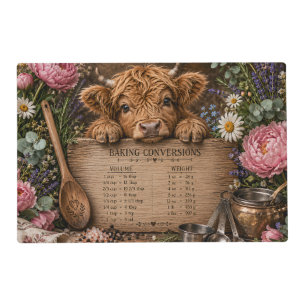 Adorable Highland Cow Conversion Chart Placemat