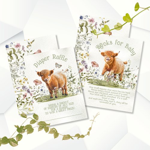 Adorable Highland Cow Diaper Raffle Cards