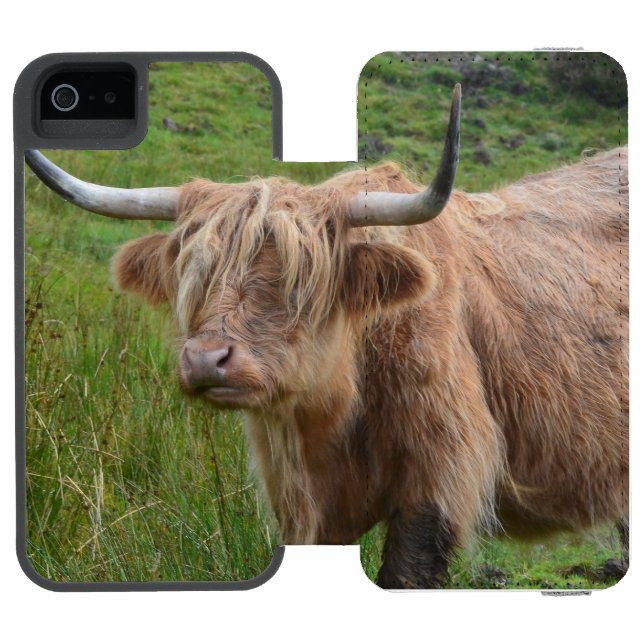 Adorable Highland Cow Incipio iPhone Wallet Case (Folio Open)
