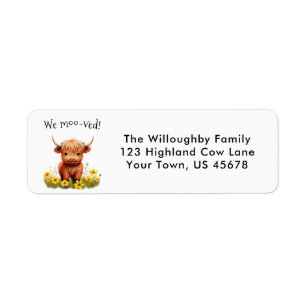 Adorable Highland Cow New Address Label