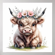 Adorable highland cow print.  