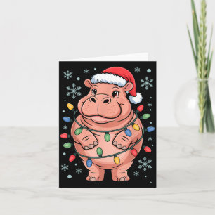 Adorable Hip Wrapped Christmas Light Santa Hat Win Card