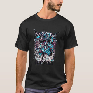Adorable Hipster Owl In Bow Tie Abstract Bohemian T-Shirt