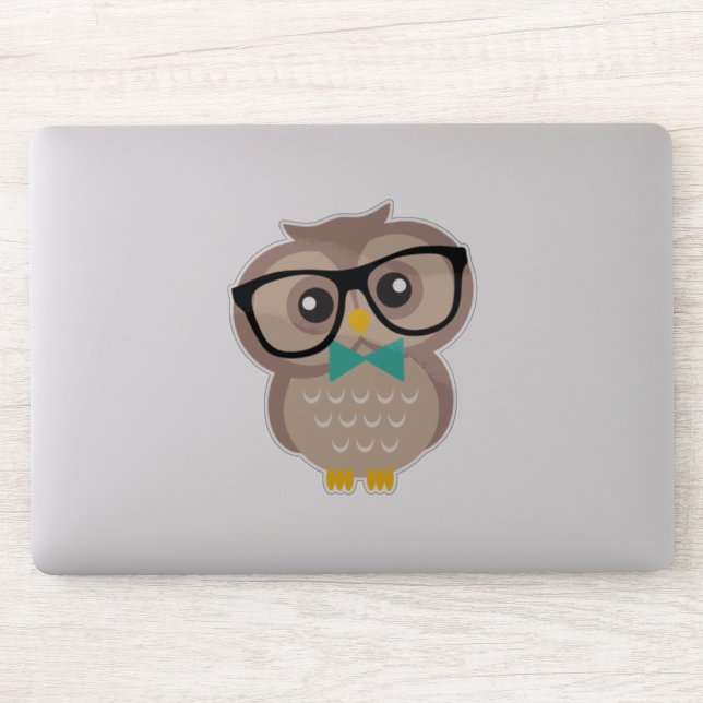 Adorable Hipster Owl Sticker (Computer)