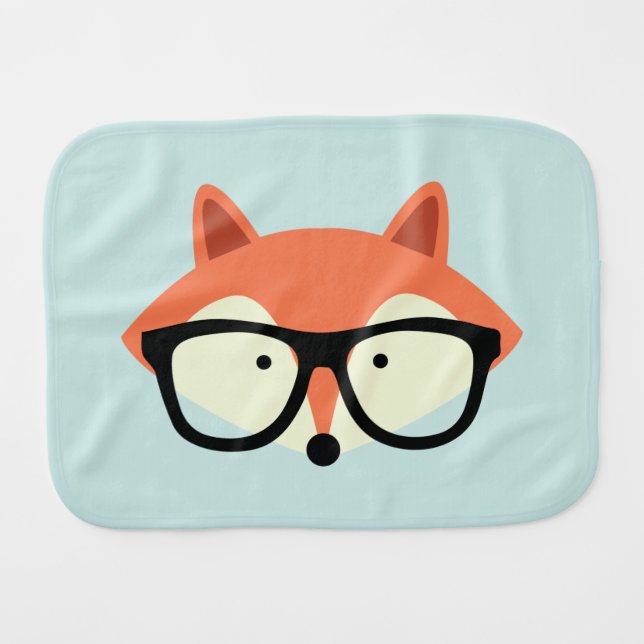 Adorable Hipster Red Fox Burp Cloth (Front Horizontal)