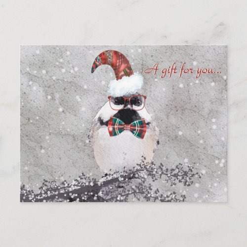 Adorable Holiday Chickadee Gift Certificate Postcard