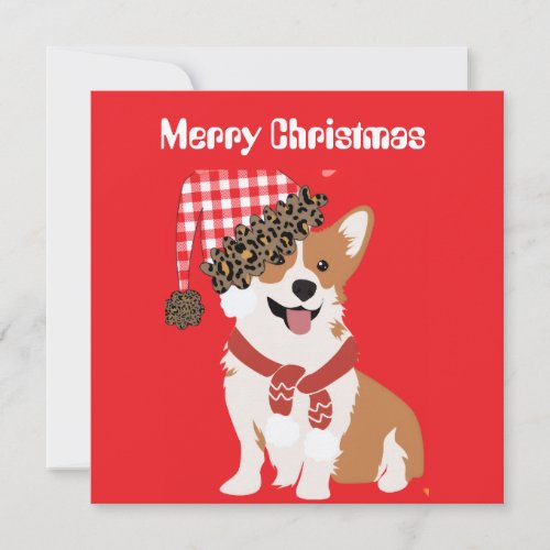 Adorable Holiday Puppy Wearing Christmas Santa Hat Invitation
