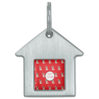 Adorable Holiday Puppy Wearing Christmas Santa Hat Pet ID Tag