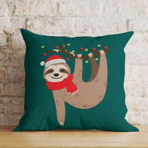 Adorable Holiday Sloth Throw Pillow