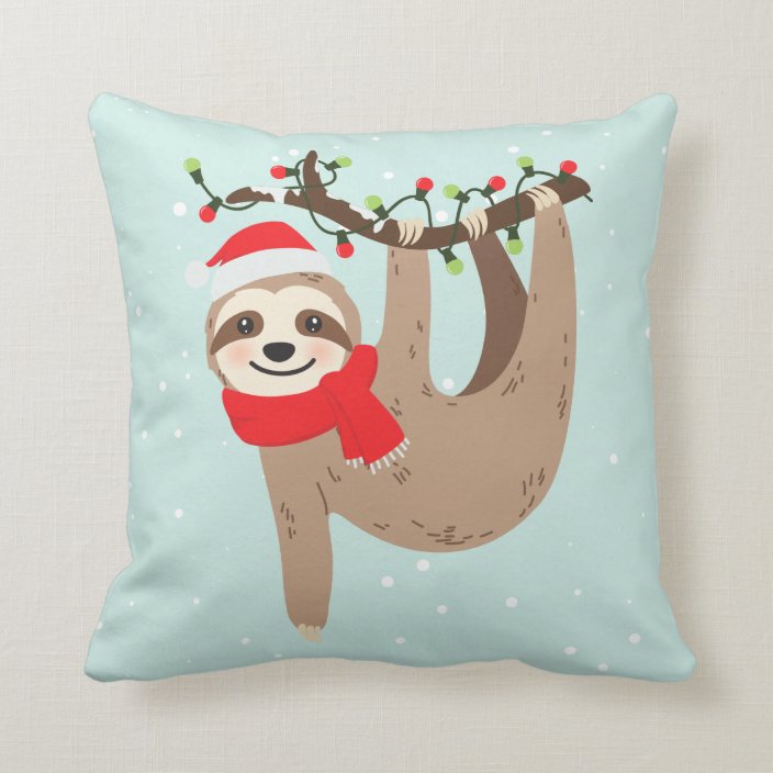 sloth christmas pillow