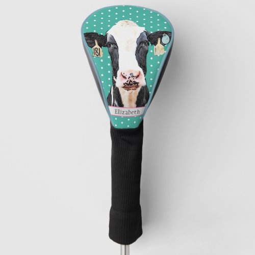 Adorable Holstein Cow Dairy Animal Colorful Cute Golf Head Cover