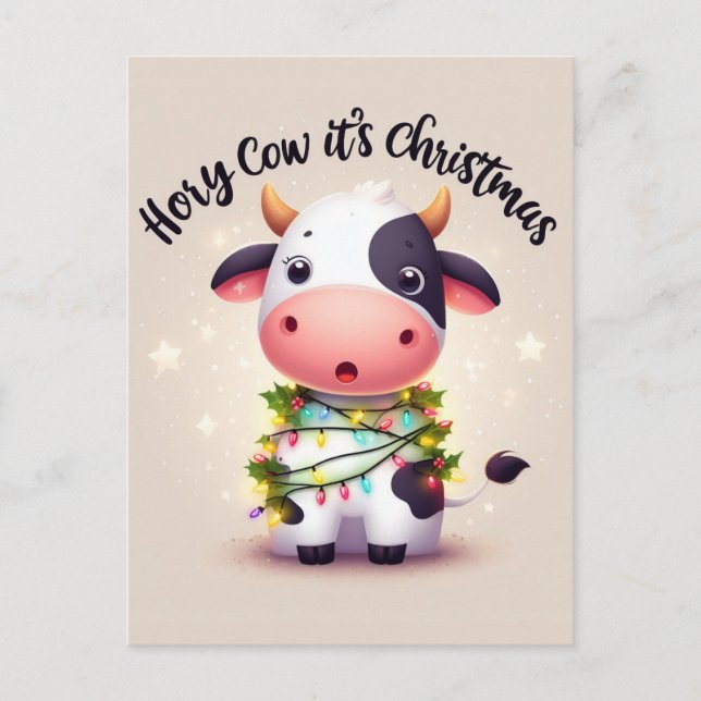 Adorable Holy Cow Its Christmas Postcard (Front)