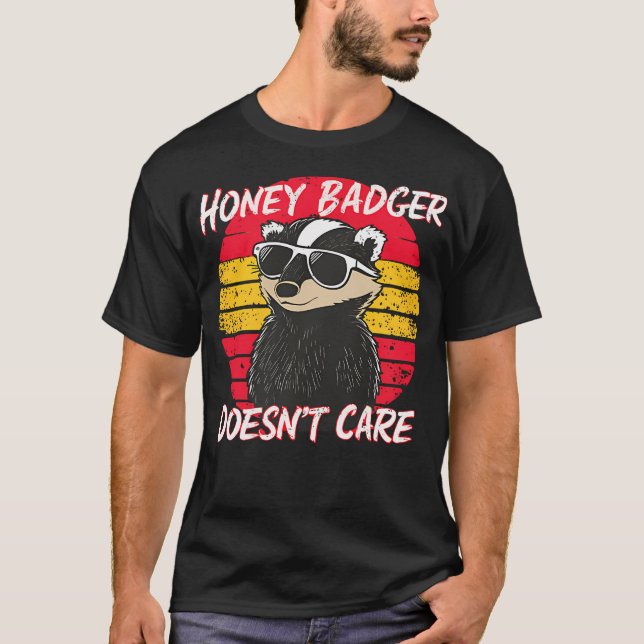 Adorable Honey Badger Funny Retro Style Doesn't T-Shirt (Front)