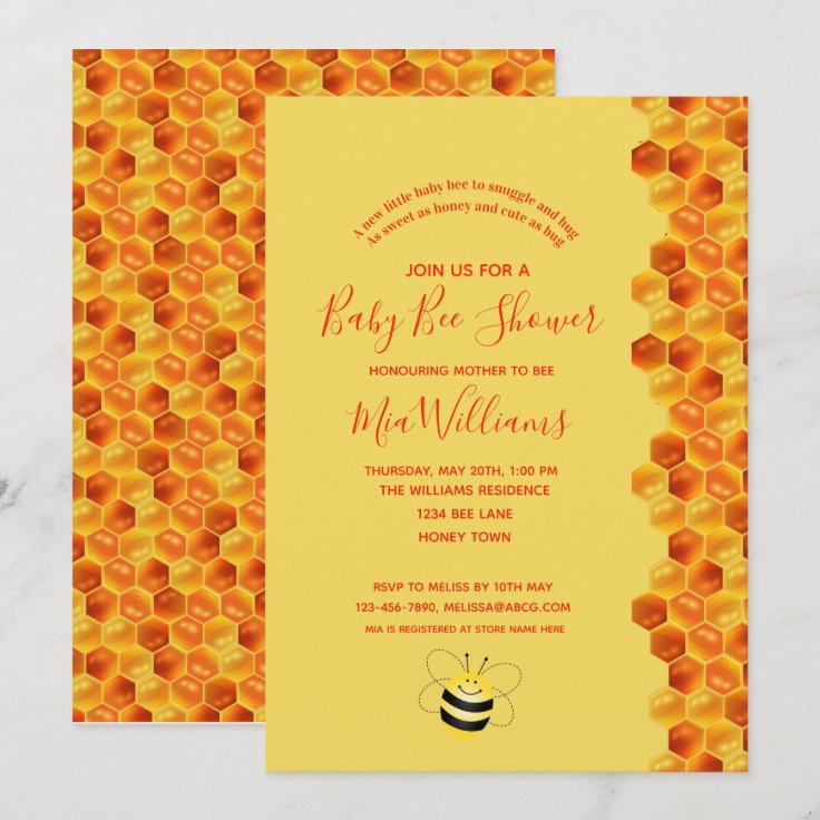 Adorable Honey Bee Themed Baby Shower Invitation Zazzle